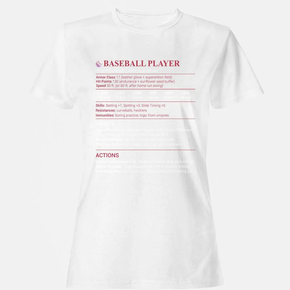 Baseball Player Women's T-Shirt - White - 16