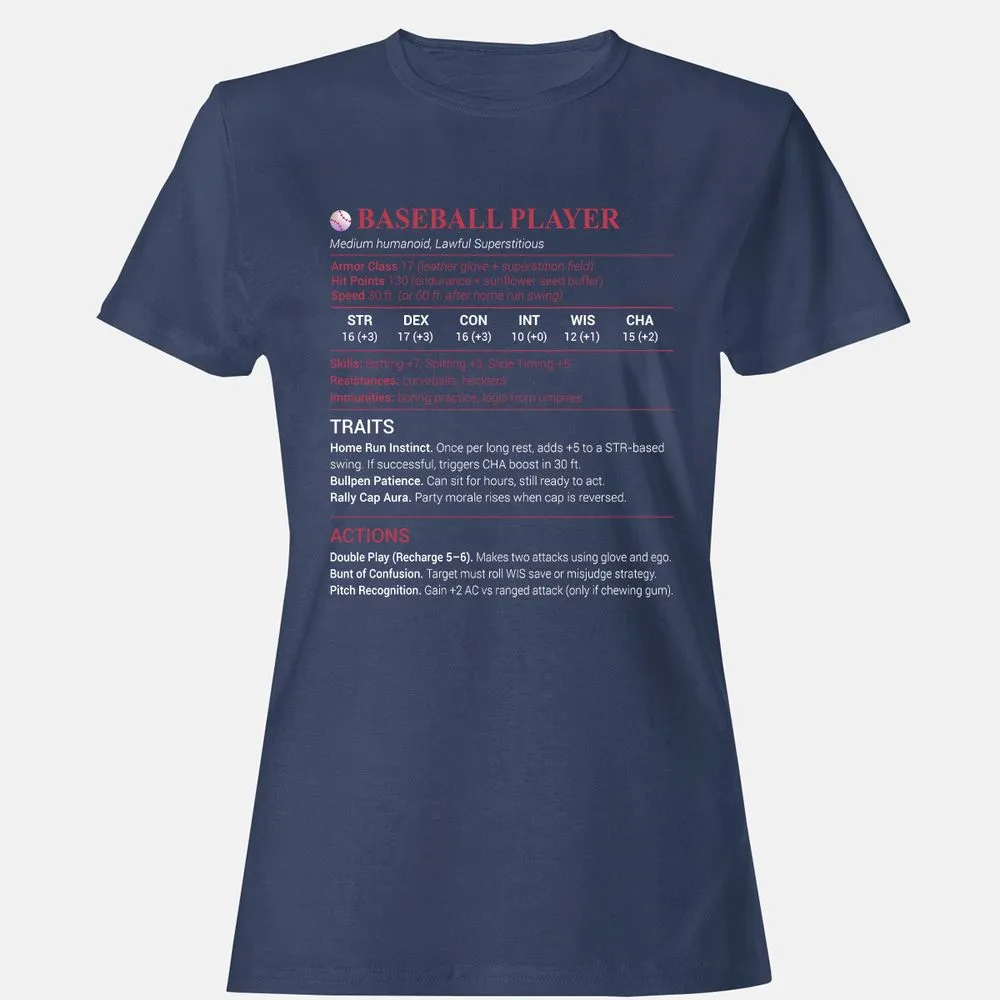 Baseball Player Women's T-Shirt - Navy - 10