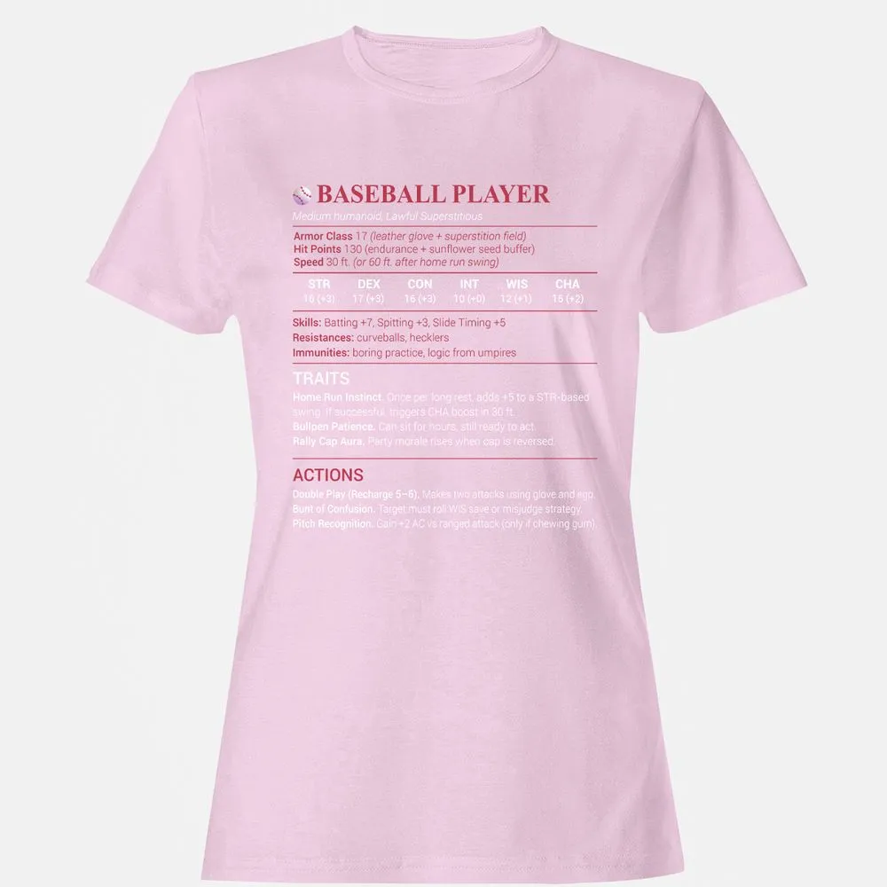 Baseball Player Women's T-Shirt - Light Pink - 9