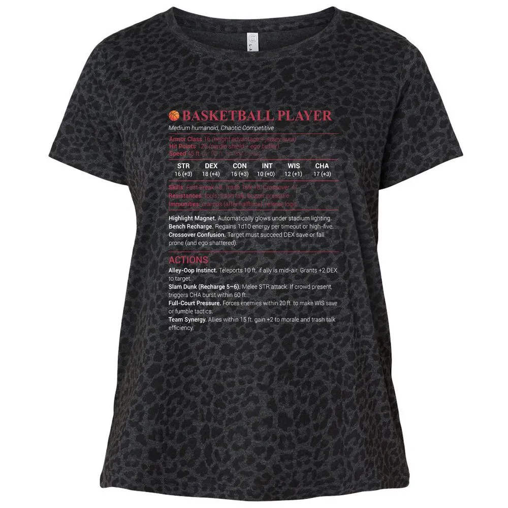 Basketball Player Ladies Curvy Jersey - Black Leopard - 11