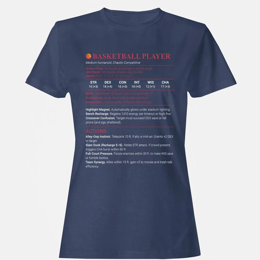 Basketball Player Women's T-Shirt - Navy - 10