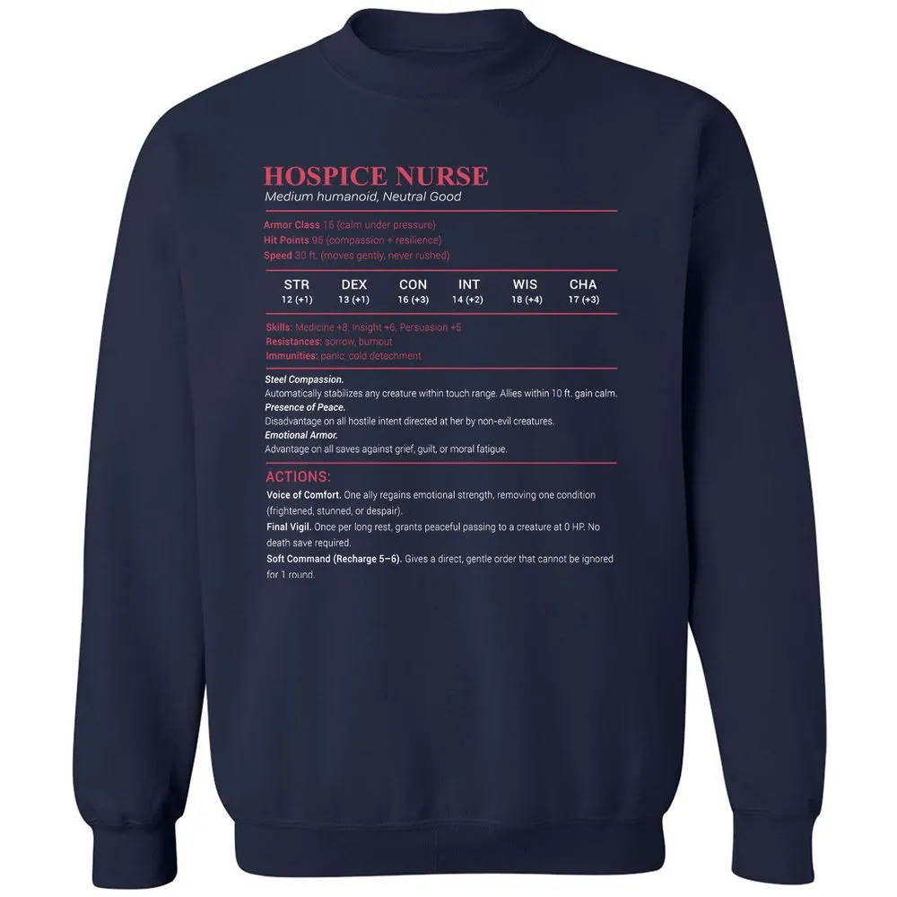 Hospice Nurse Stats Classic Unisex Sweatshirt - Navy - 2