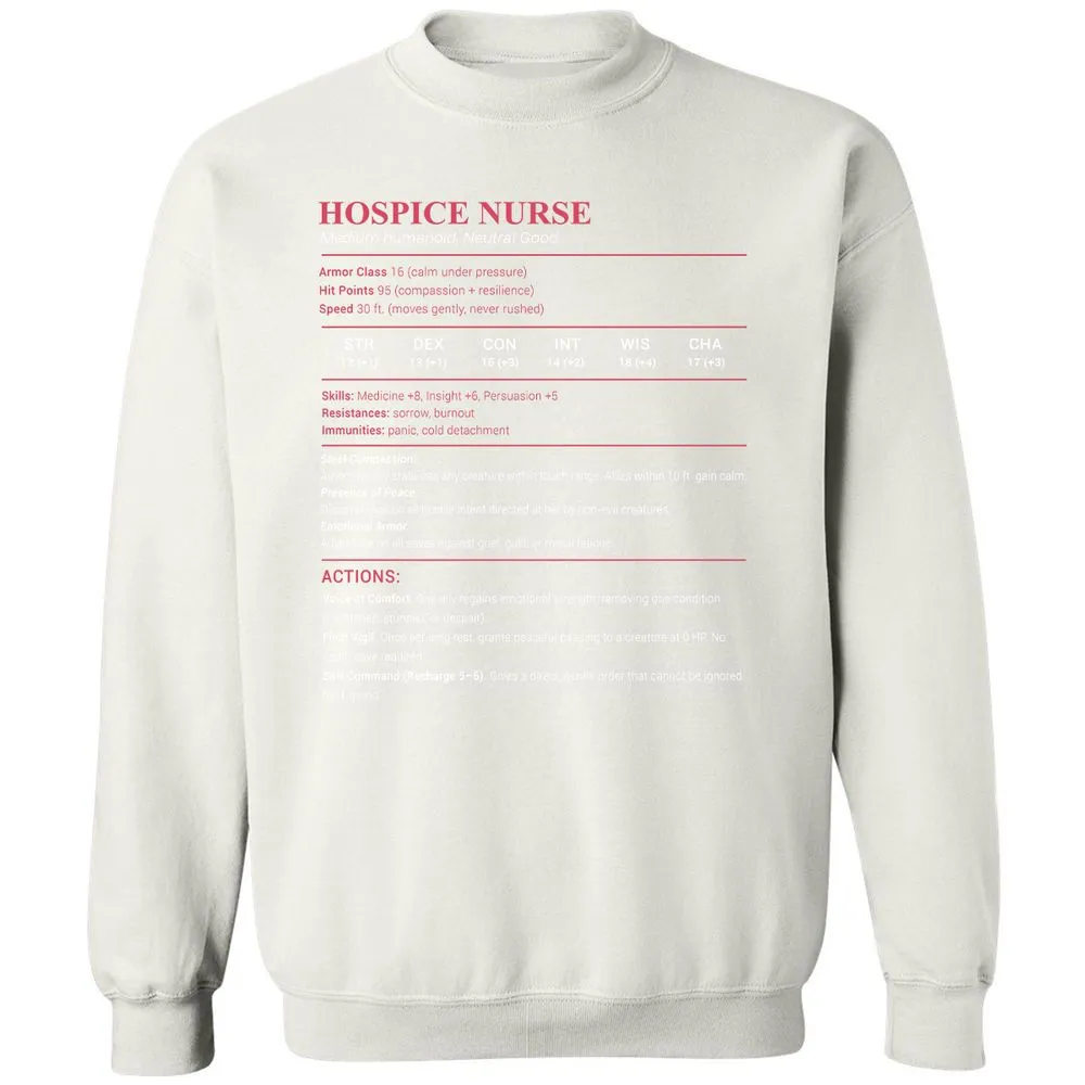 Hospice Nurse Stats Classic Unisex Sweatshirt - White - 12