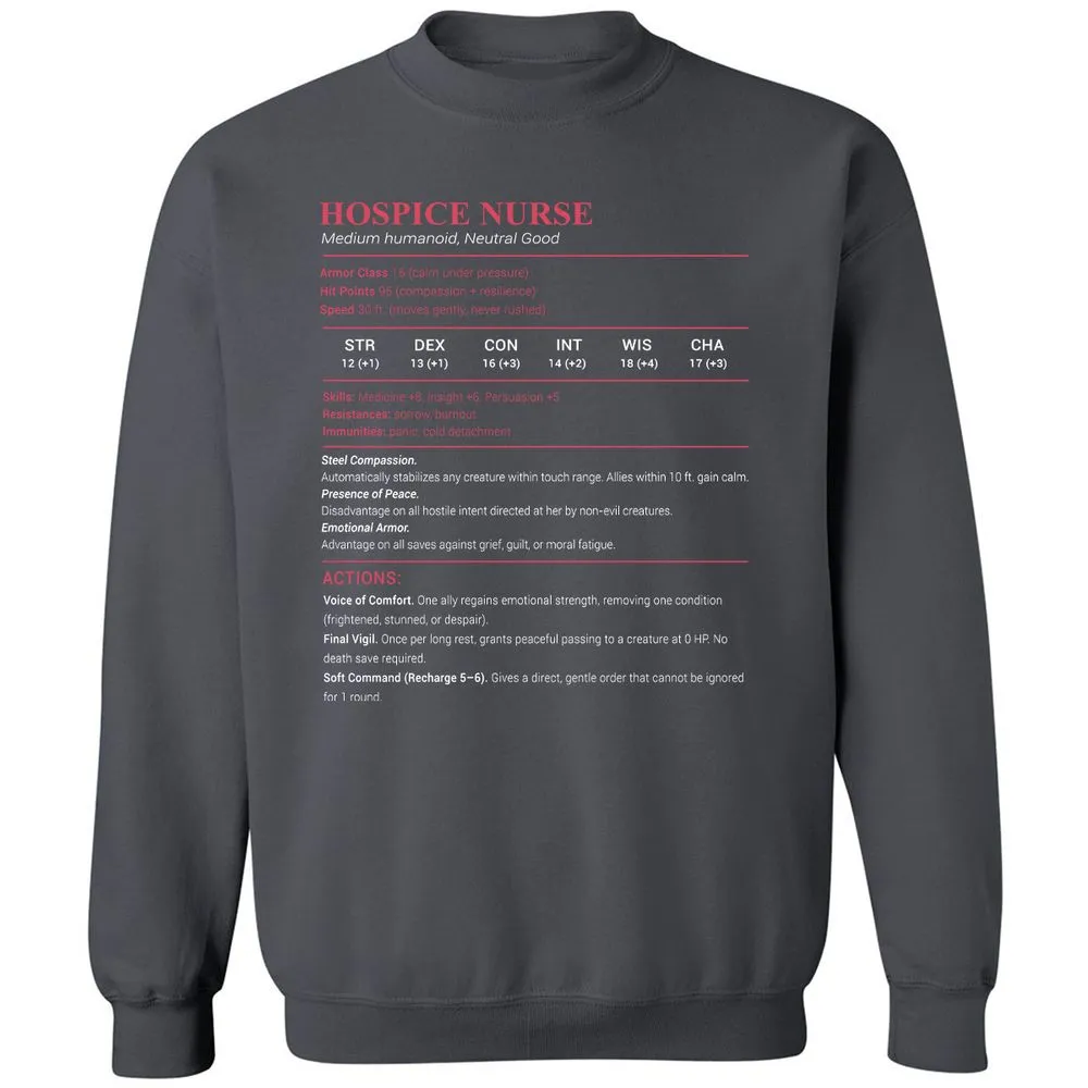 Hospice Nurse Stats Classic Unisex Sweatshirt - Charcoal - 7