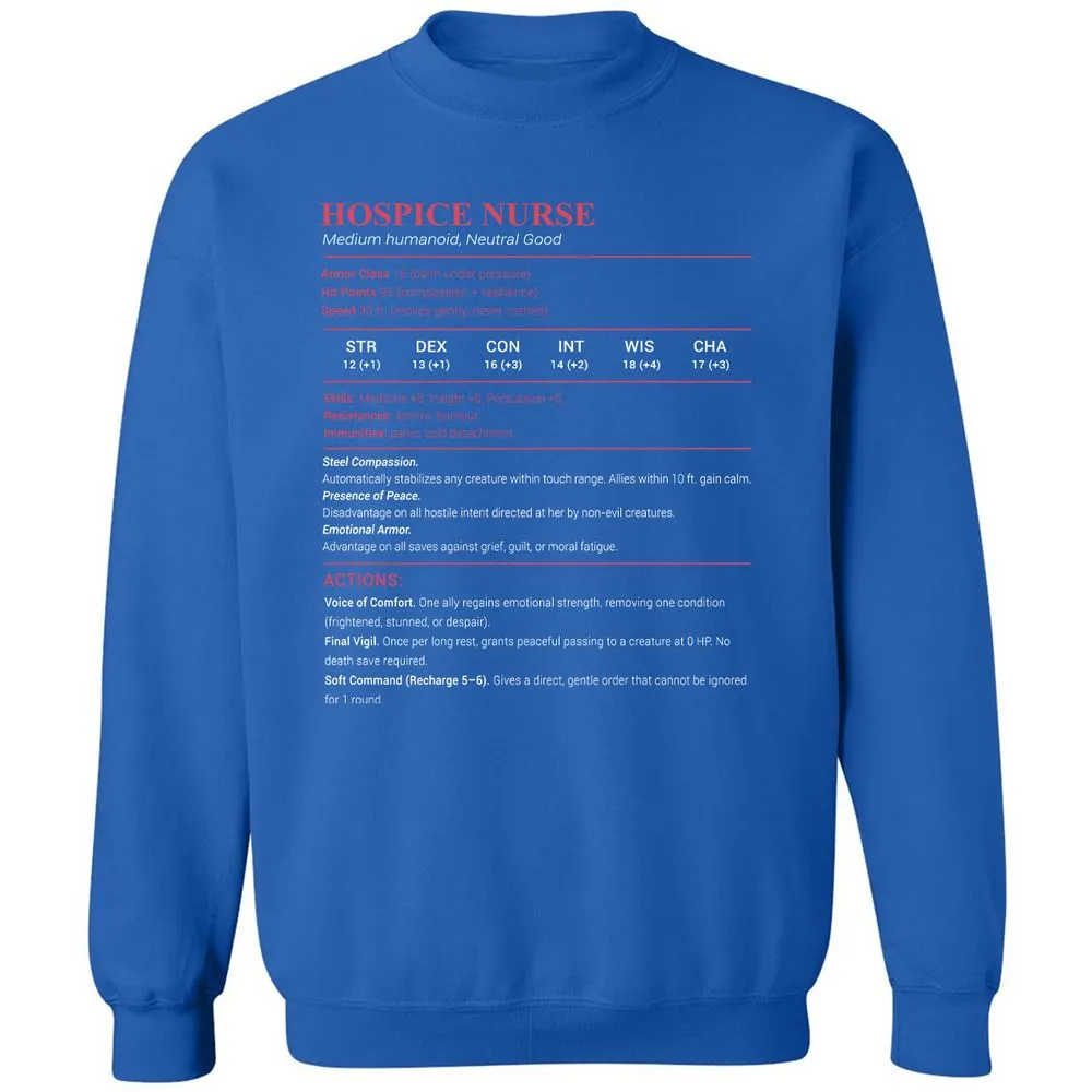 Hospice Nurse Stats Classic Unisex Sweatshirt - Royal - 9