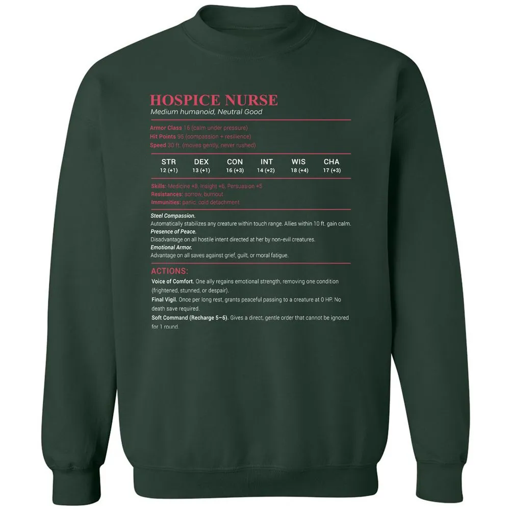 Hospice Nurse Stats Classic Unisex Sweatshirt - Forest Green - 4