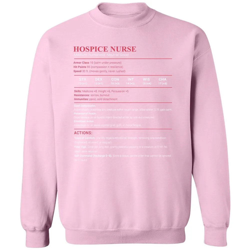 Hospice Nurse Stats Classic Unisex Sweatshirt - Light Pink - 3