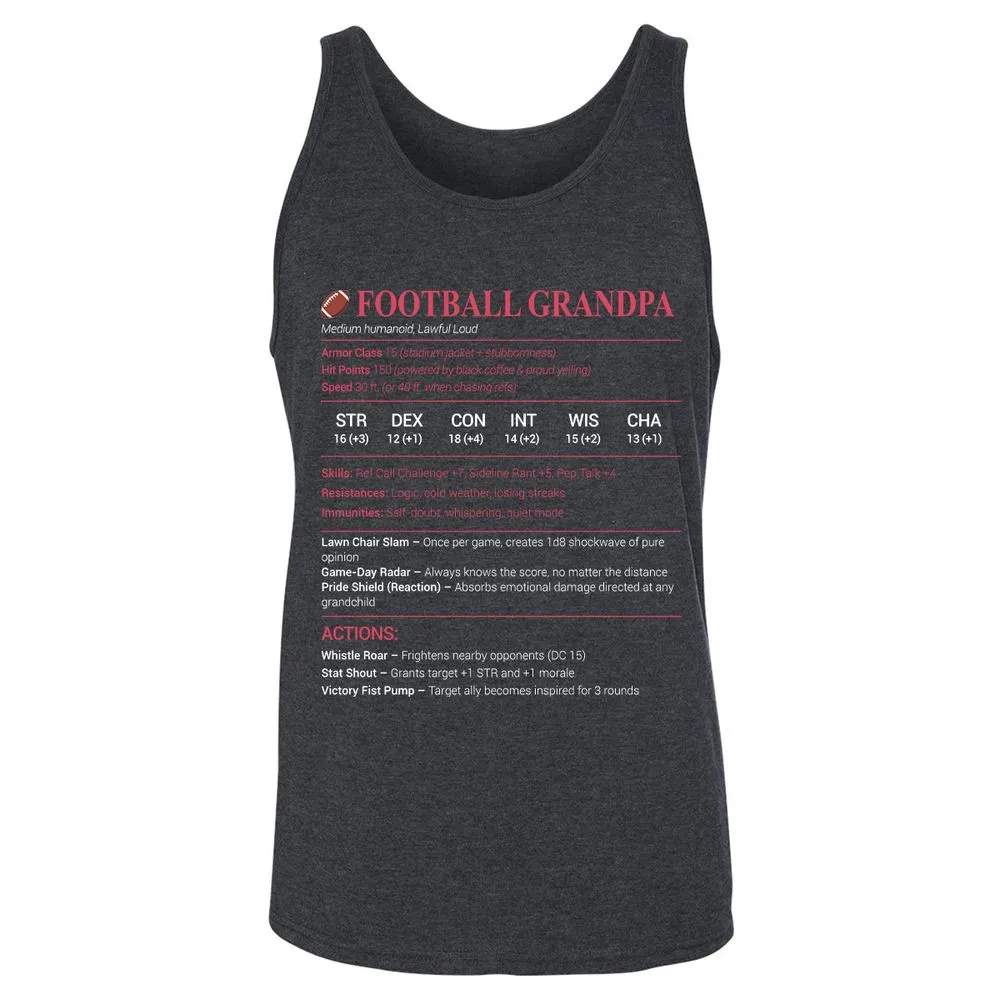 Football Grandpa Unisex Jersey Tank - Dark Grey Heather - 6