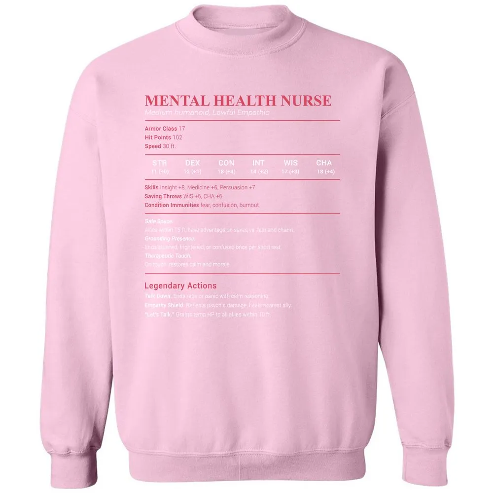 Mental Health Nurse Stats Classic Unisex Sweatshirt - Light Pink - 3