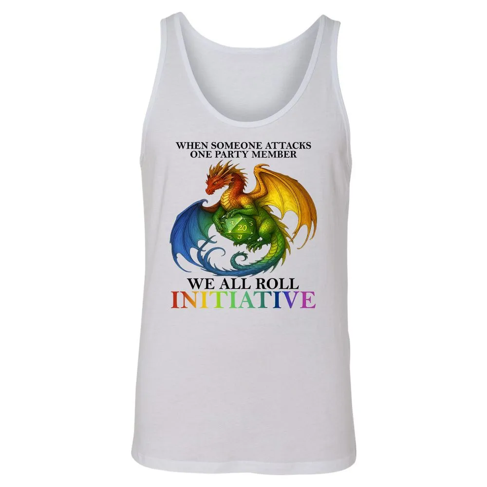 Dragon We All Roll For Initiative Unisex Jersey Tank - White - 14
