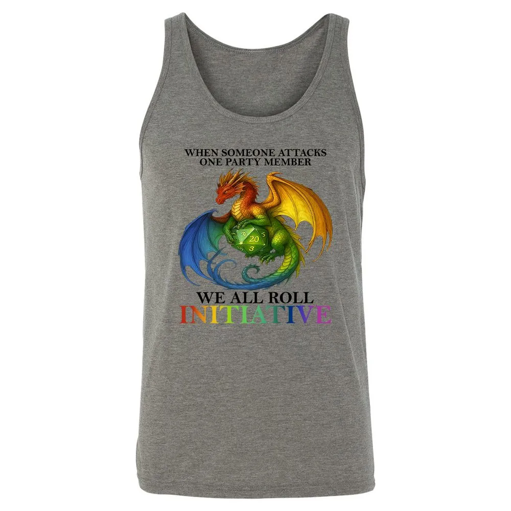 Dragon We All Roll For Initiative Unisex Jersey Tank - Grey Triblend - 8