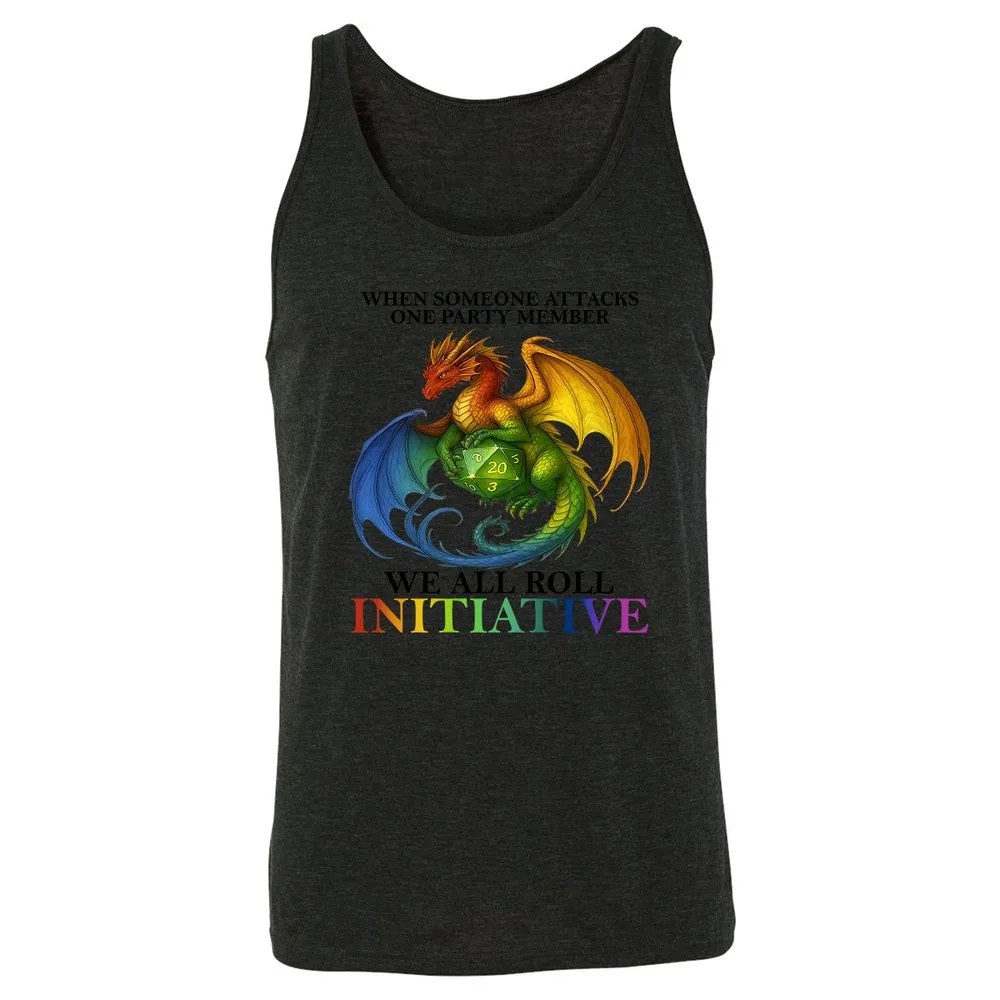 Dragon We All Roll For Initiative Unisex Jersey Tank - Charcoal Black Triblend - 5