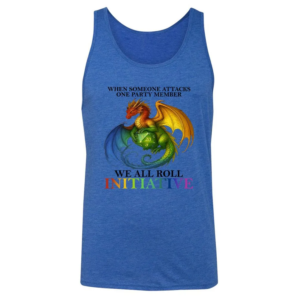 Dragon We All Roll For Initiative Unisex Jersey Tank - True Royal Triblend - 12