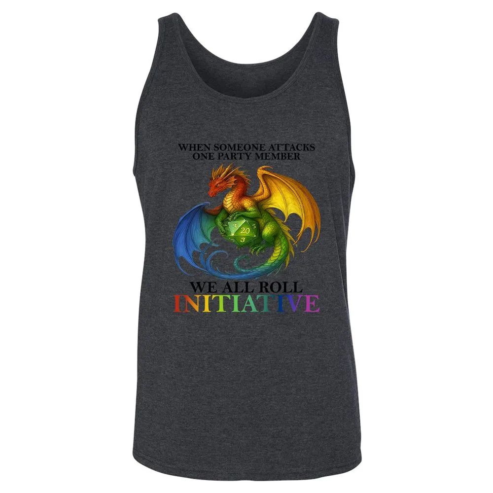 Dragon We All Roll For Initiative Unisex Jersey Tank - Dark Grey Heather - 6