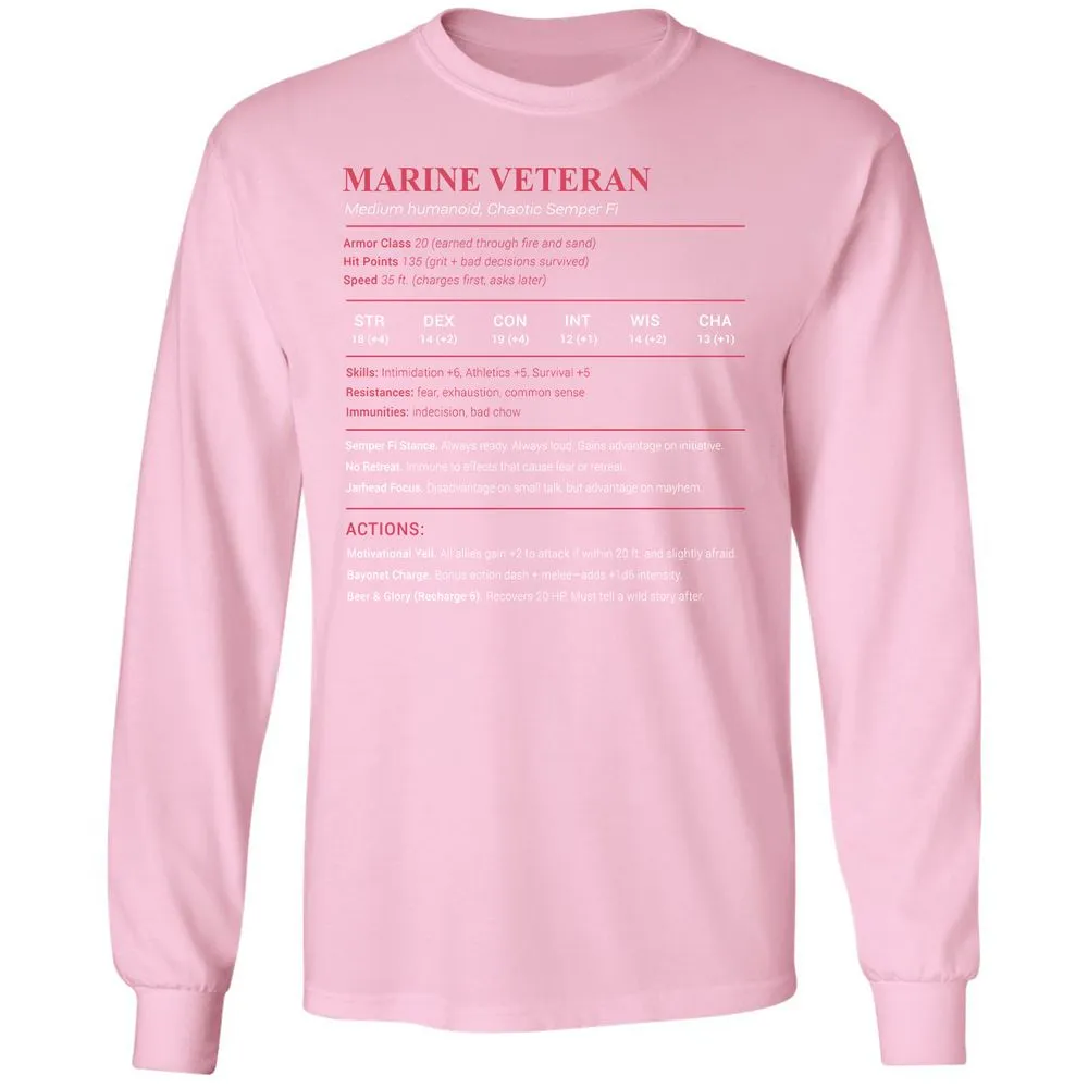 Marine Veteran Long Sleeve T-Shirt - Light Pink - 3