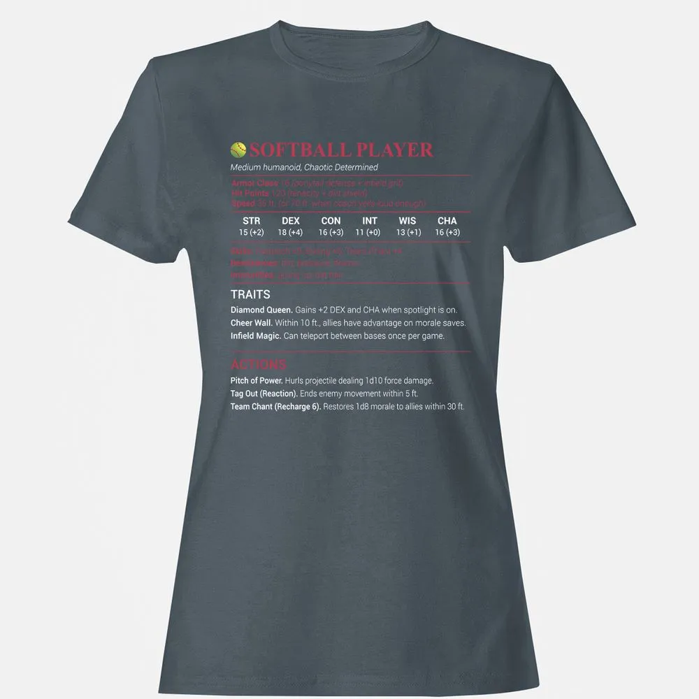 Softball Player Women's T-Shirt - Charcoal - 3
