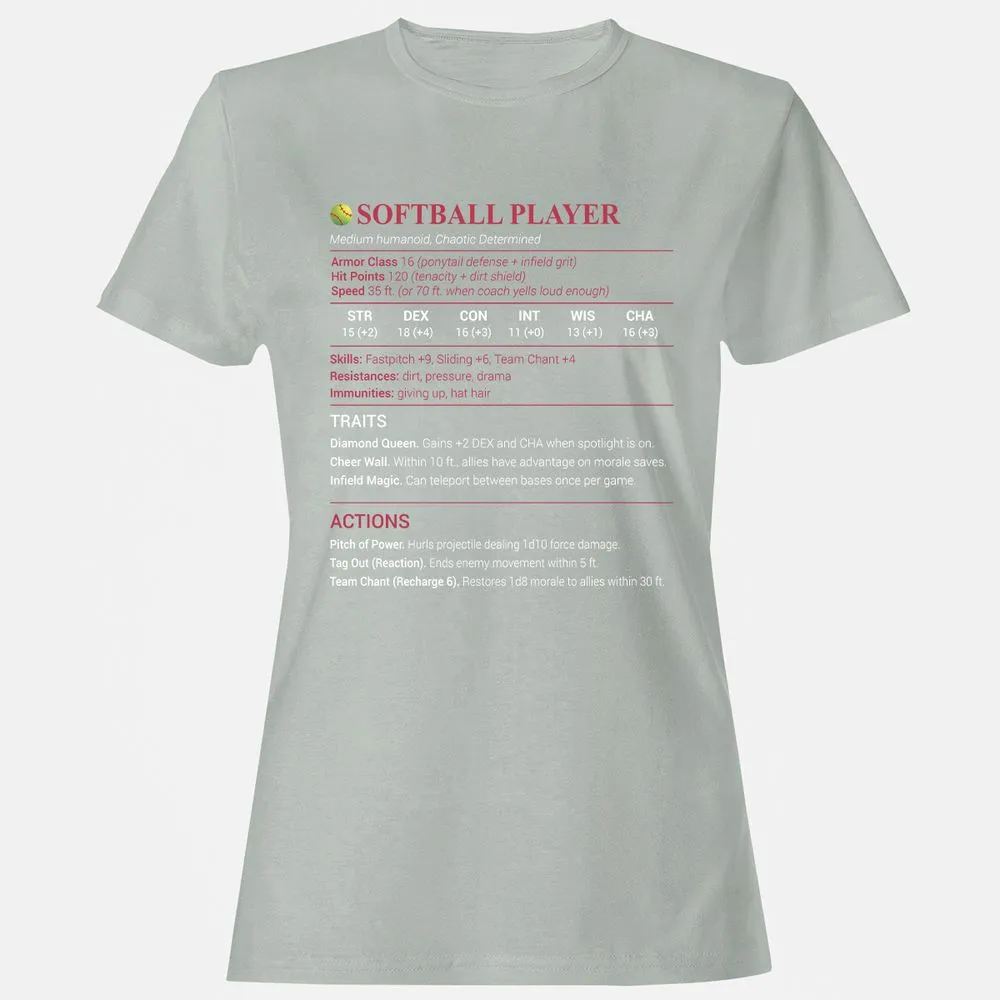 Softball Player Women's T-Shirt - Ash - 2
