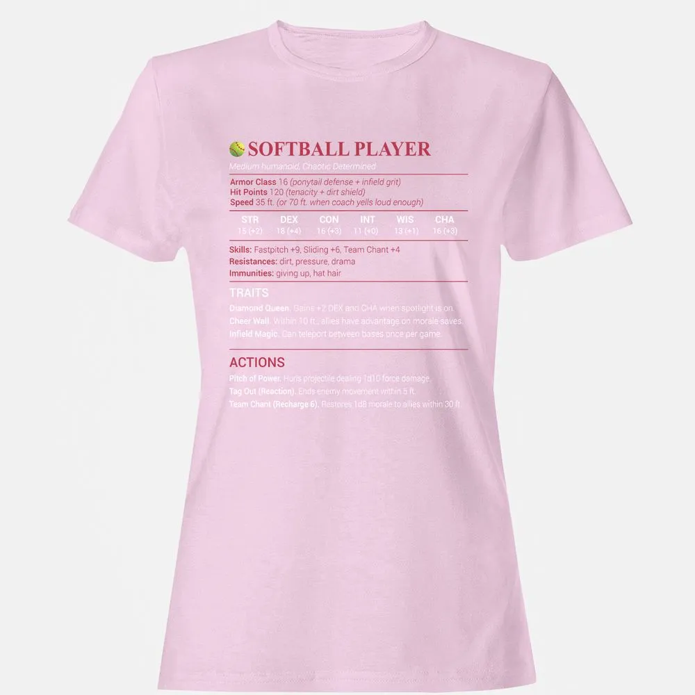Softball Player Women's T-Shirt - Light Pink - 9