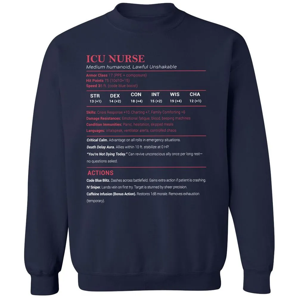 ICU Nurse Stats Classic Unisex Sweatshirt - Navy - 2