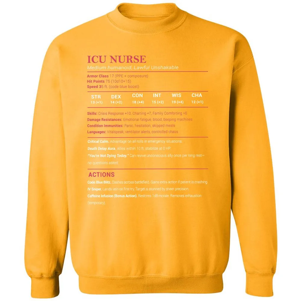 ICU Nurse Stats Classic Unisex Sweatshirt - Gold - 11
