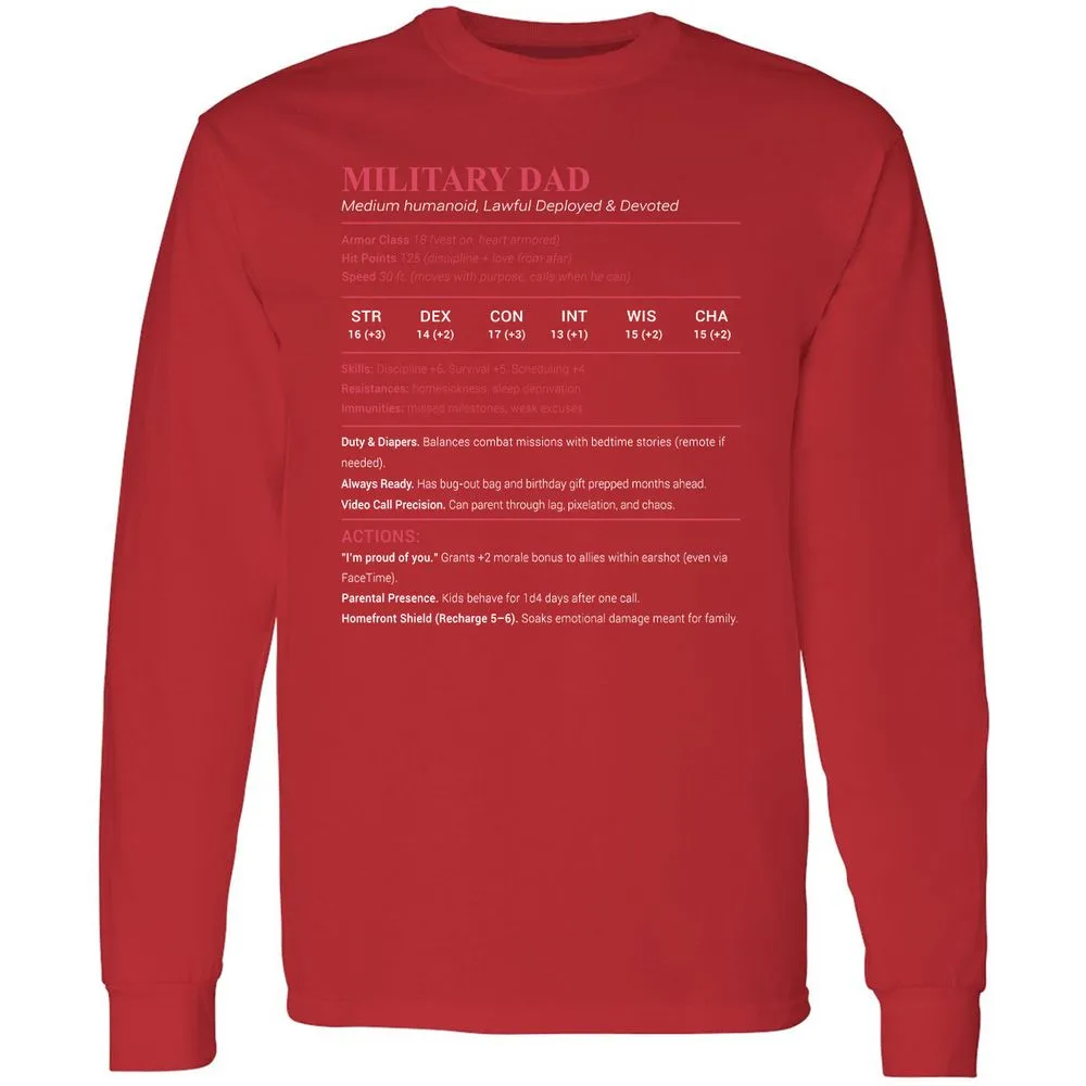 Military Dad Long Sleeve T-Shirt - Red - 14