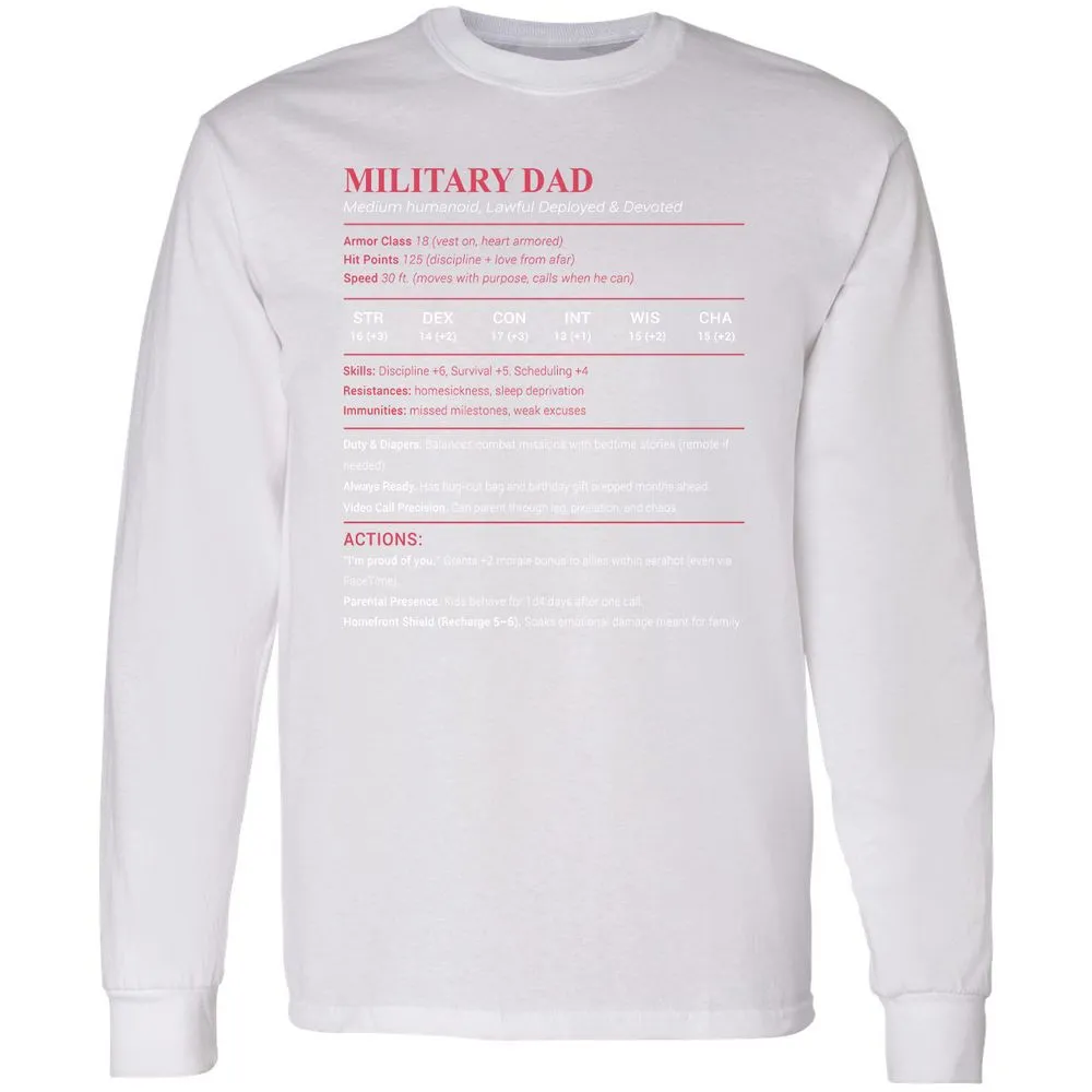 Military Dad Long Sleeve T-Shirt - White - 5