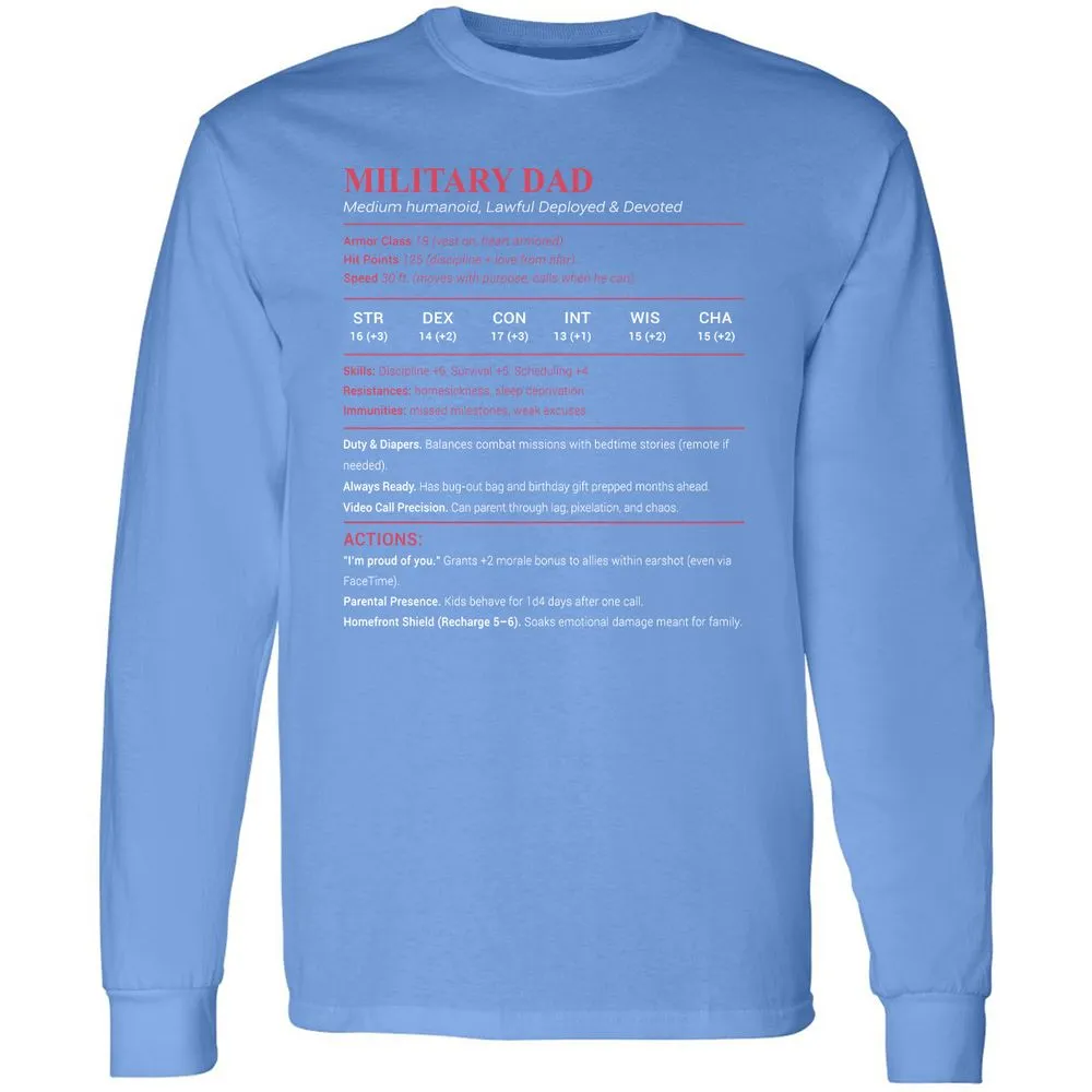 Military Dad Long Sleeve T-Shirt - Carolina Blue - 12