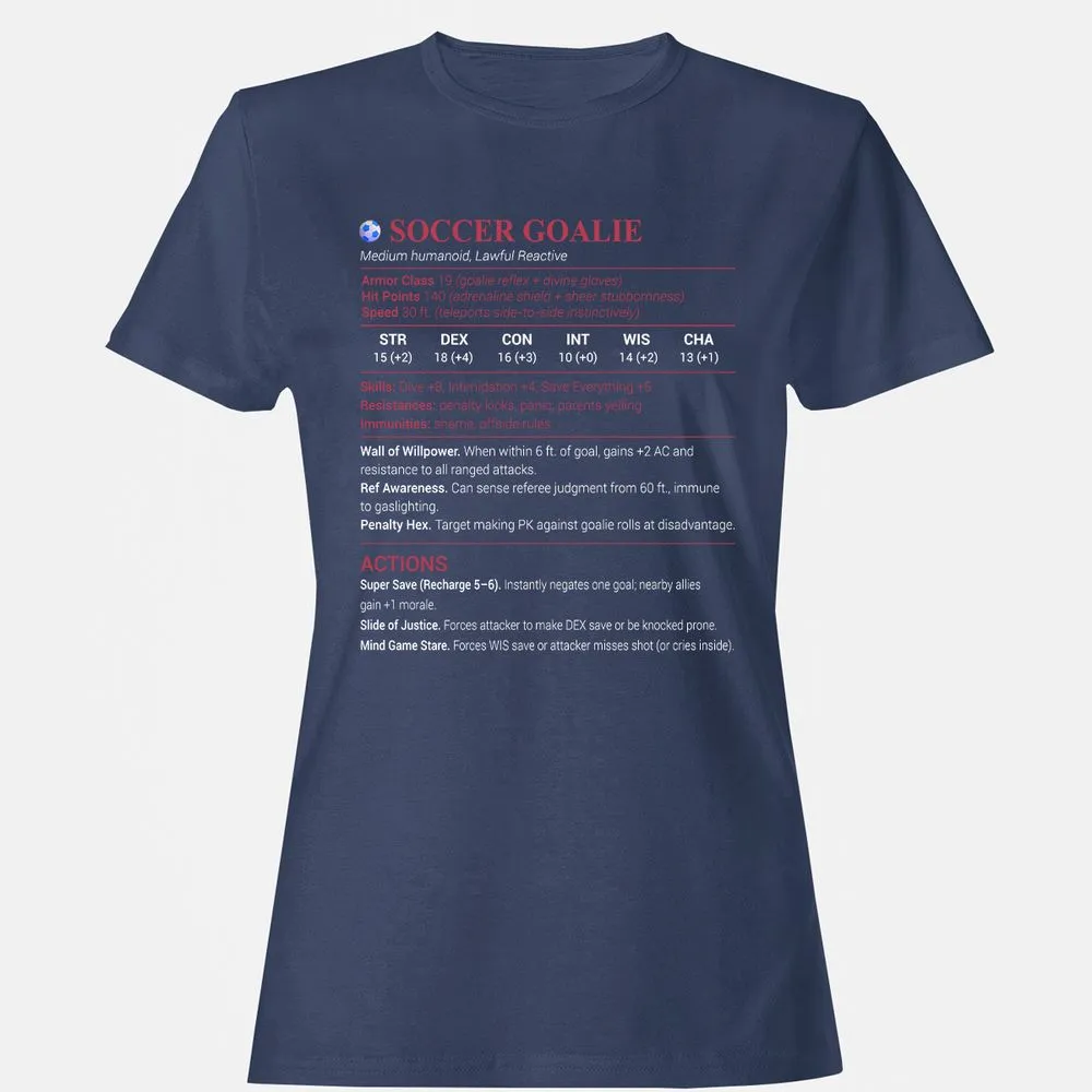 Soccer Goalie Women's T-Shirt - Navy - 10