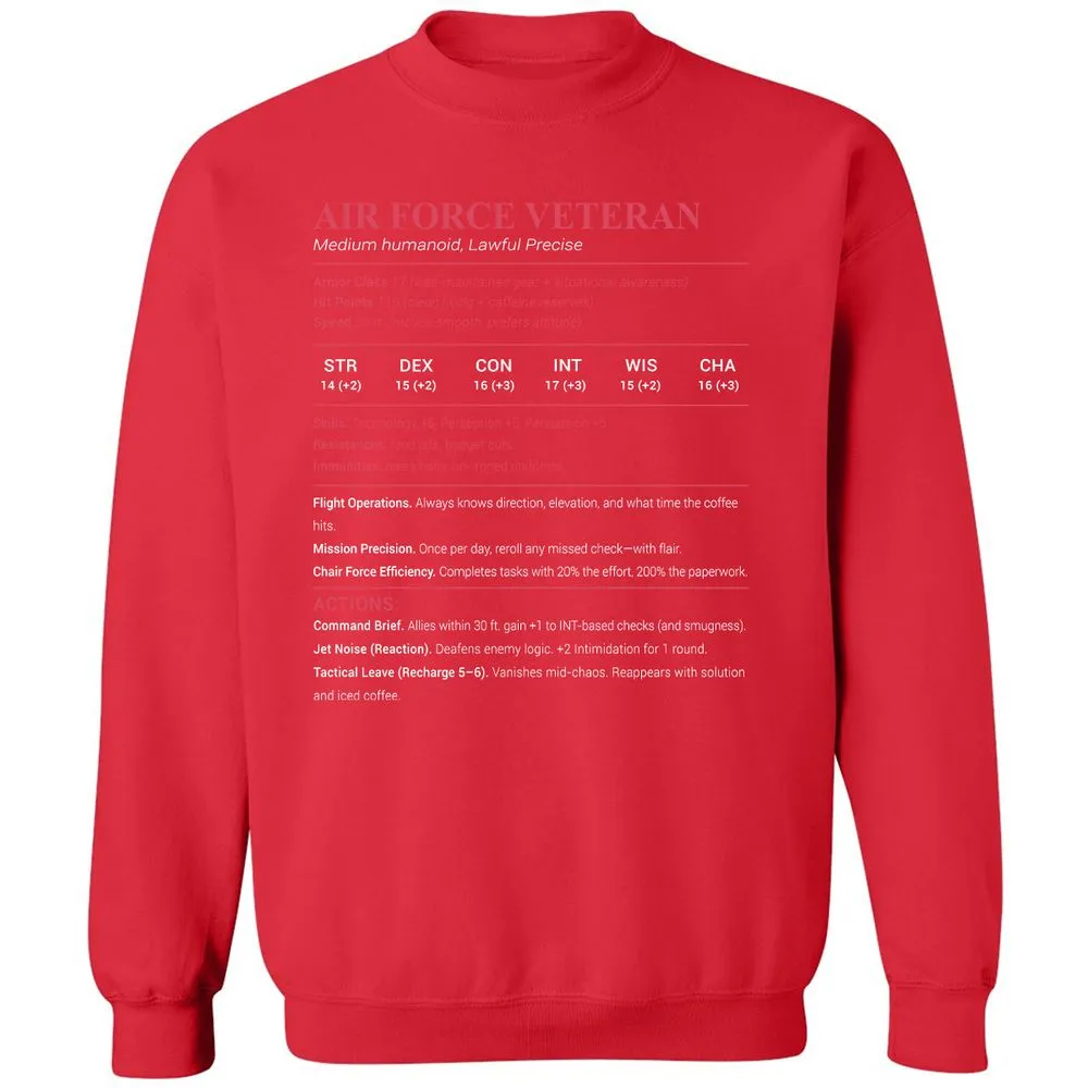 Air Force Veteran Classic Unisex Sweatshirt - Red - 5