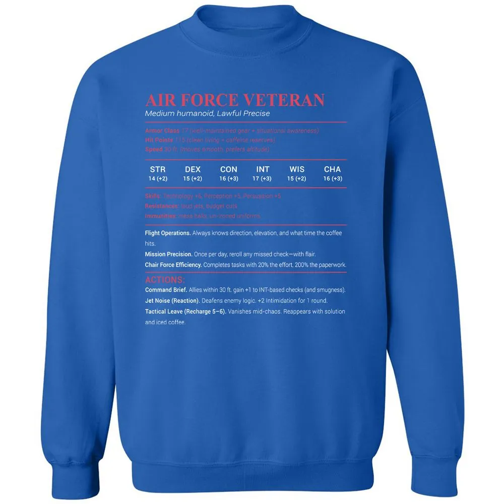 Air Force Veteran Classic Unisex Sweatshirt - Royal - 9