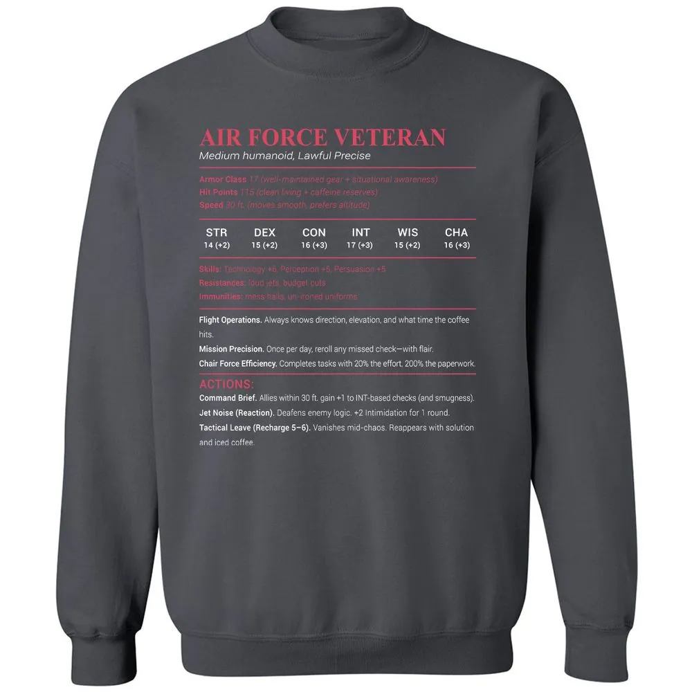 Air Force Veteran Classic Unisex Sweatshirt - Charcoal - 7
