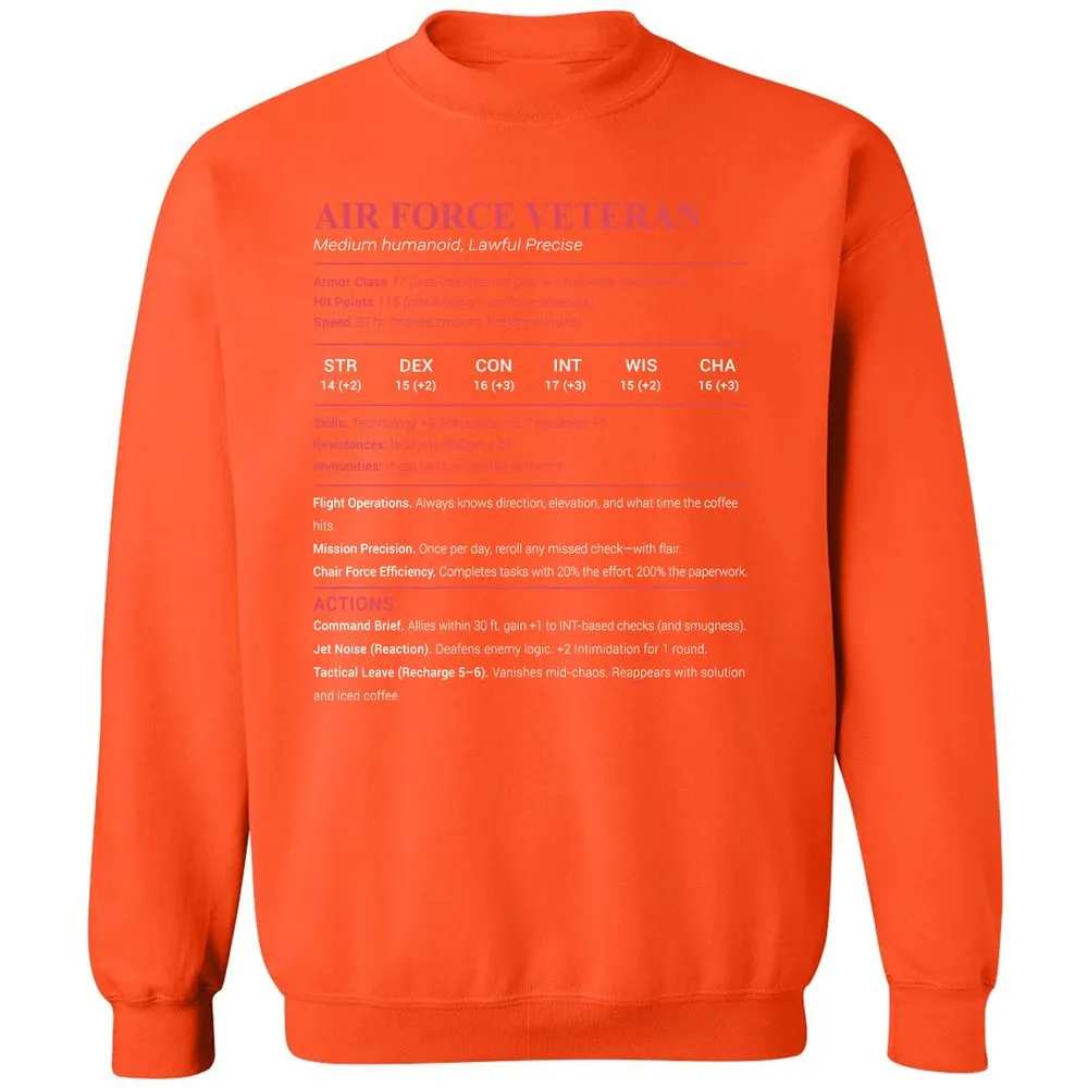 Air Force Veteran Classic Unisex Sweatshirt - Orange - 10