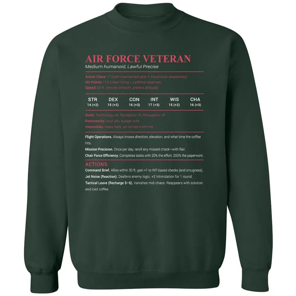 Air Force Veteran Classic Unisex Sweatshirt - Forest Green - 4