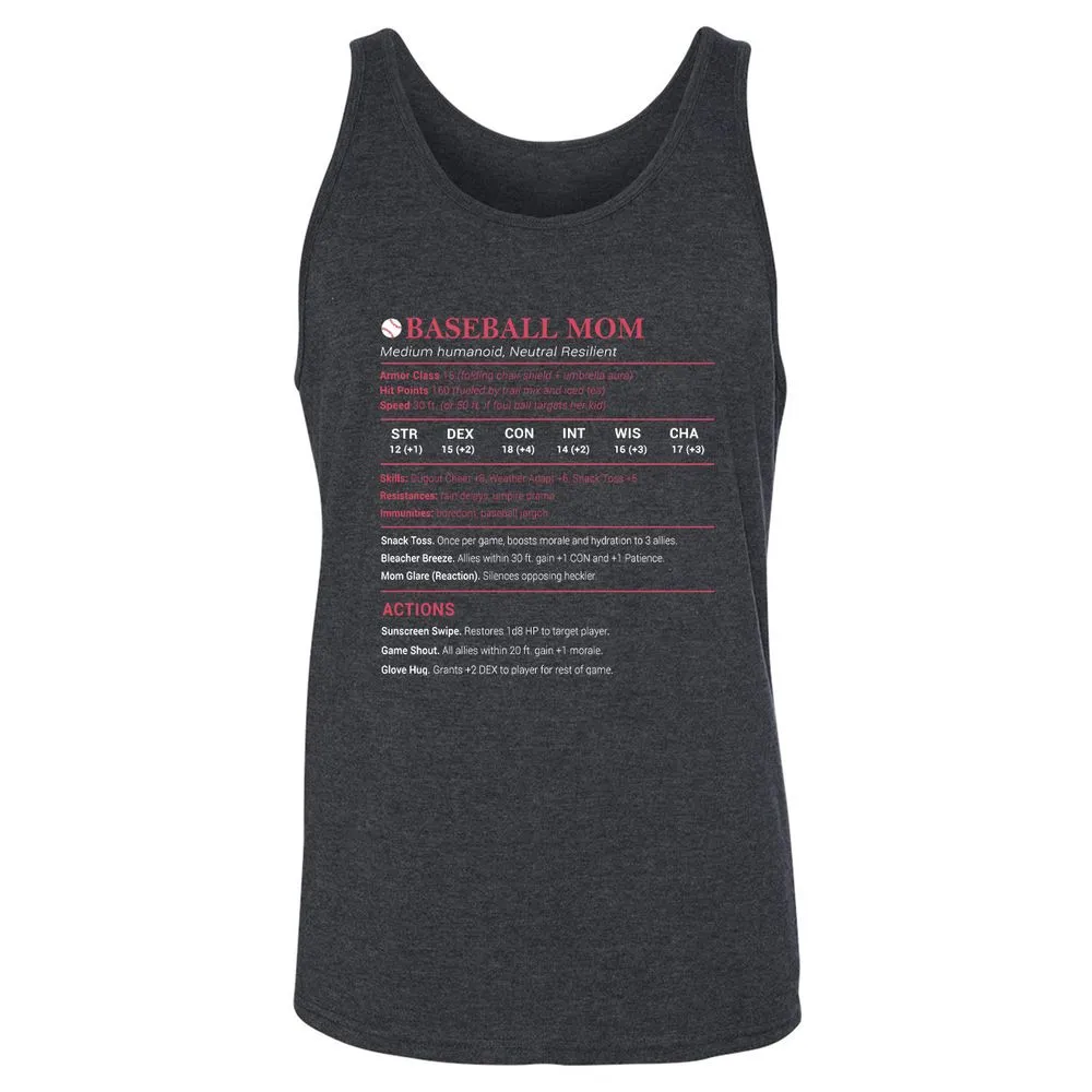 Baseball Mom Unisex Jersey Tank - Dark Grey Heather - 6