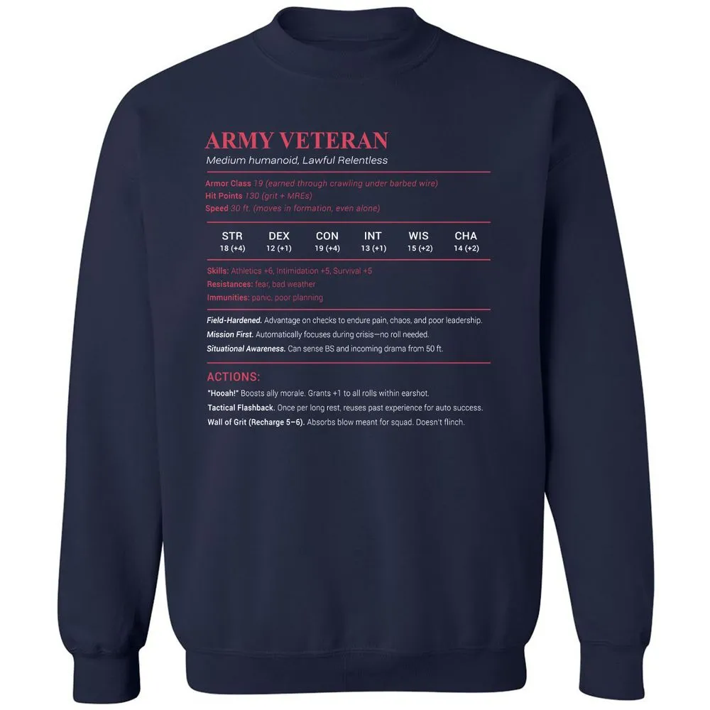 Army Veteran Classic Unisex Sweatshirt - Navy - 2