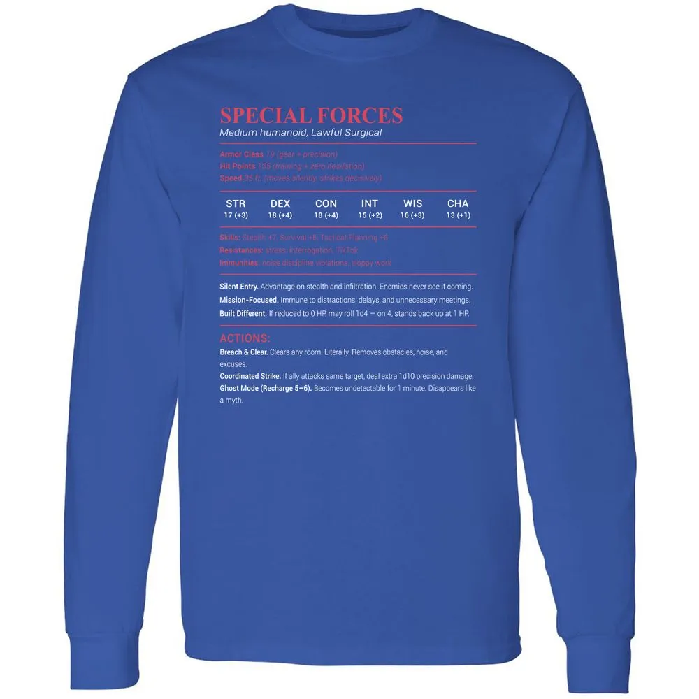 Special Forces Long Sleeve T-Shirt - Royal - 8