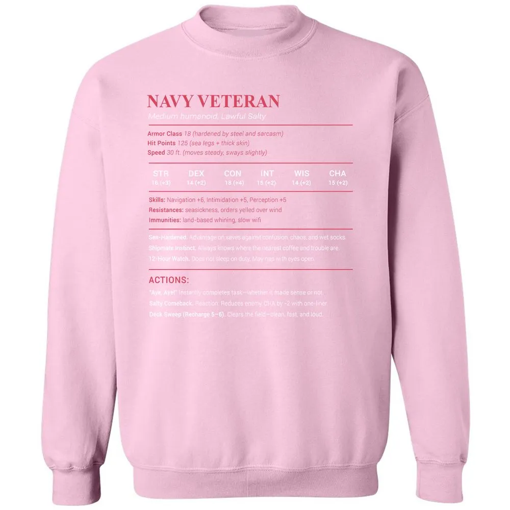 Navy Veteran Classic Unisex Sweatshirt - Light Pink - 3