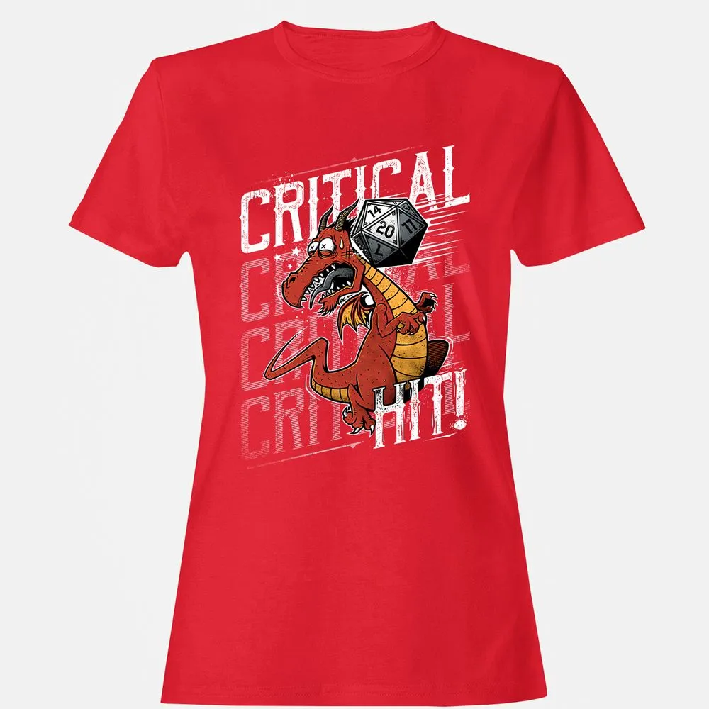 Funny Dragon Critical Hit Women's T-Shirt - Red - 13