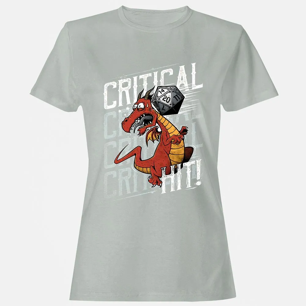 Funny Dragon Critical Hit Women's T-Shirt - Ash - 2