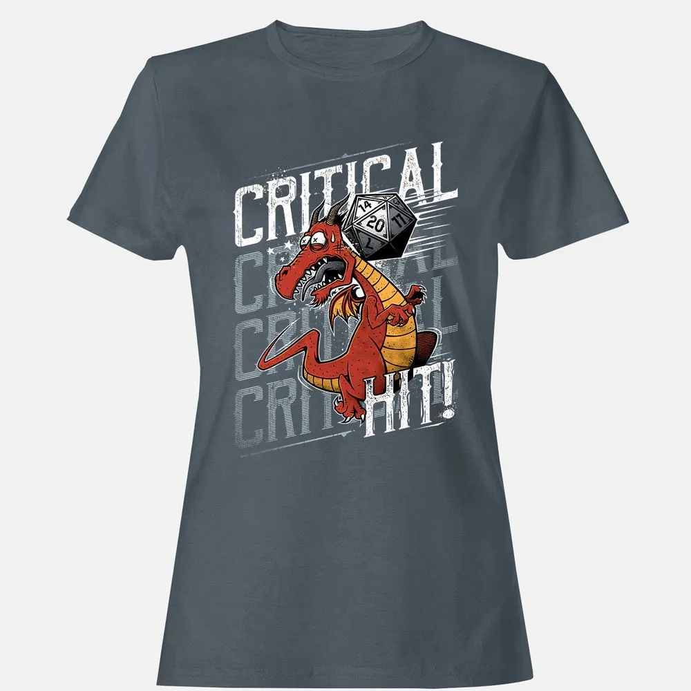Funny Dragon Critical Hit Women's T-Shirt - Charcoal - 3
