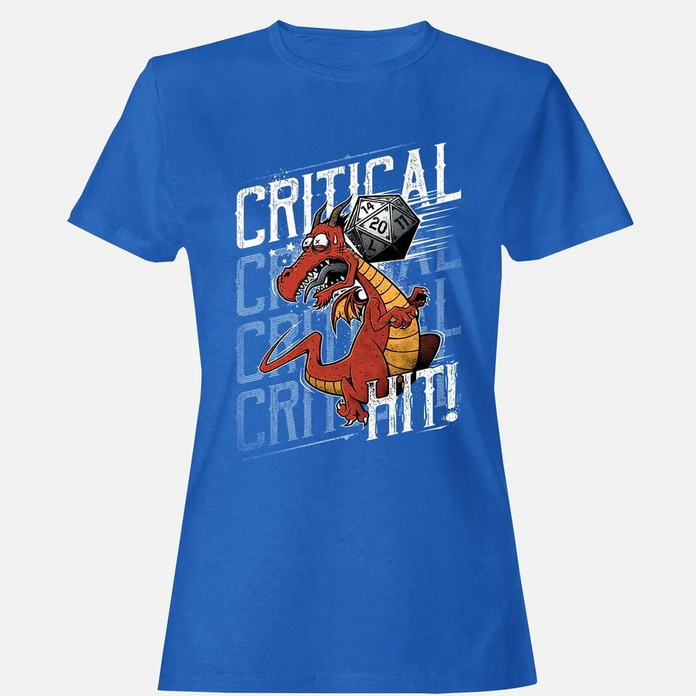 Funny Dragon Critical Hit Women's T-Shirt - Royal - 14