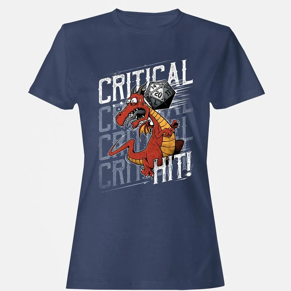 Funny Dragon Critical Hit Women's T-Shirt - Navy - 10