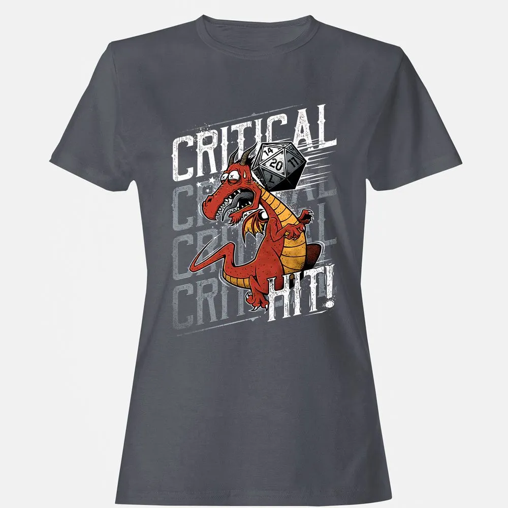 Funny Dragon Critical Hit Women's T-Shirt - Dark Heather - 5