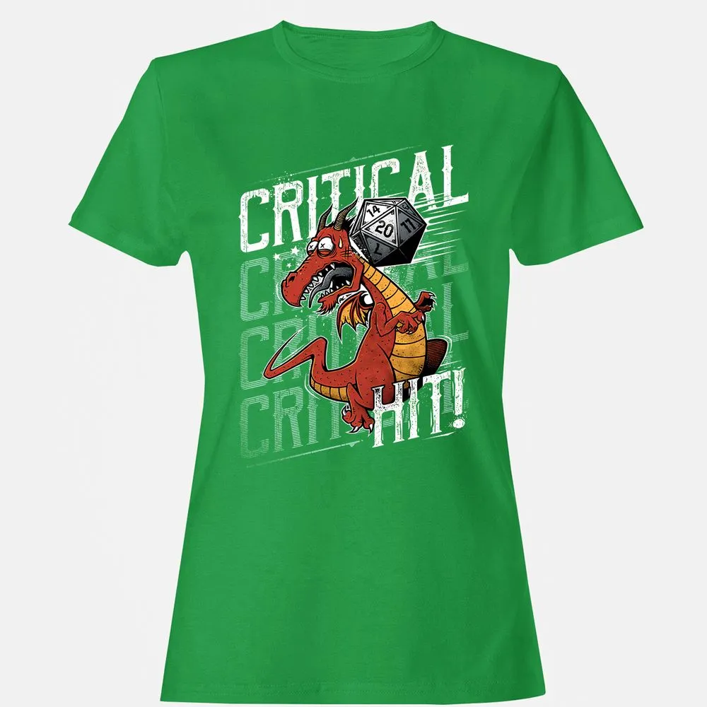 Funny Dragon Critical Hit Women's T-Shirt - Irish Green - 7