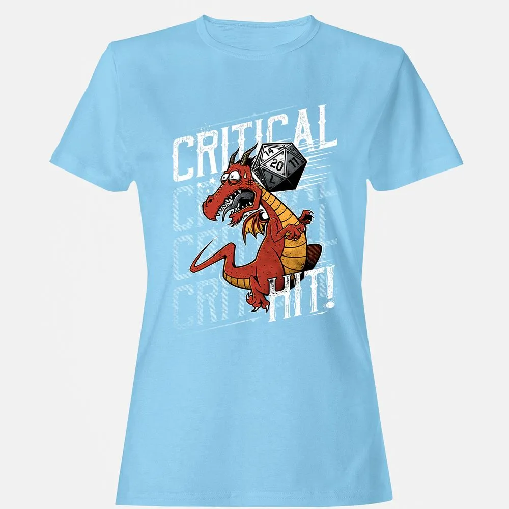 Funny Dragon Critical Hit Women's T-Shirt - Light Blue - 8