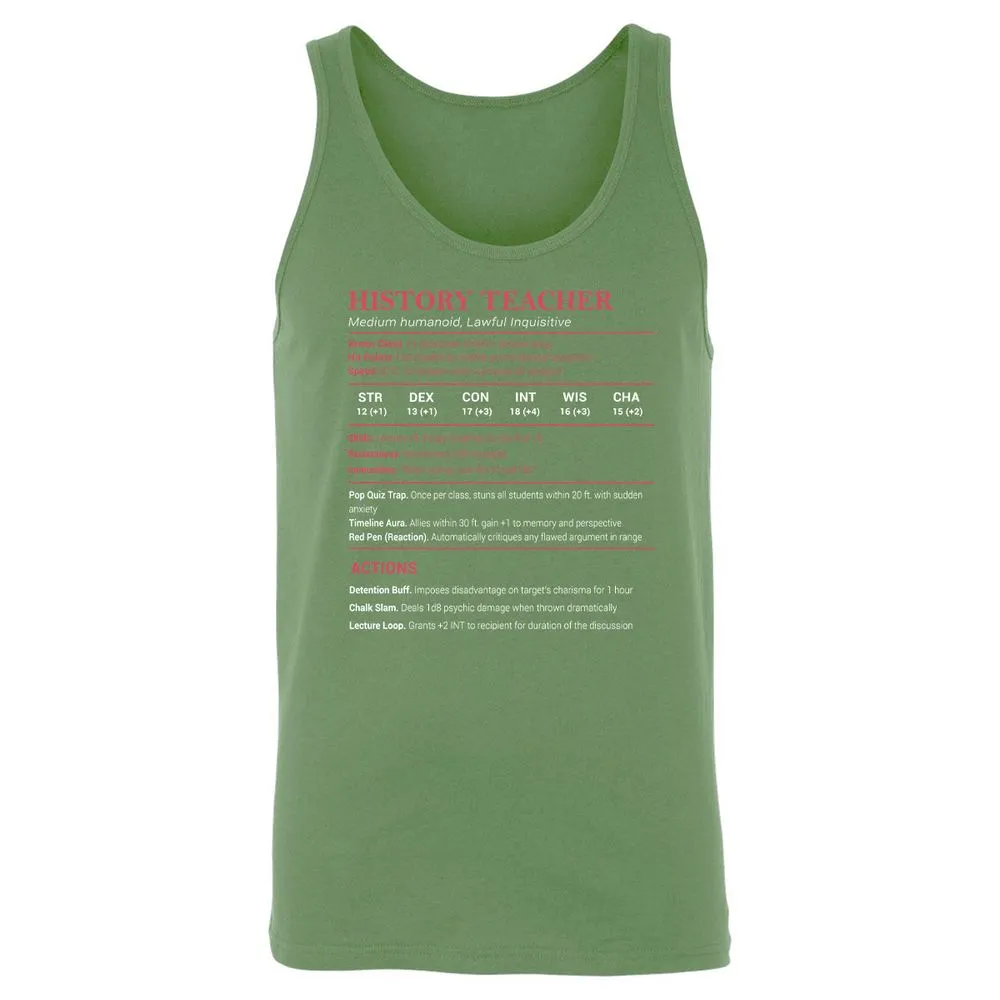 History Teacher Unisex Jersey Tank - Leaf - 10