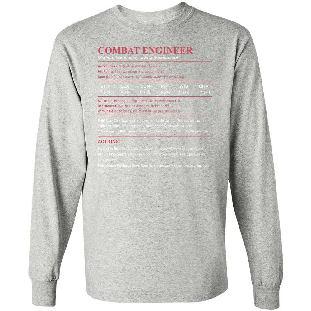 Combat Engineer Long Sleeve T-Shirt - Ash - 7