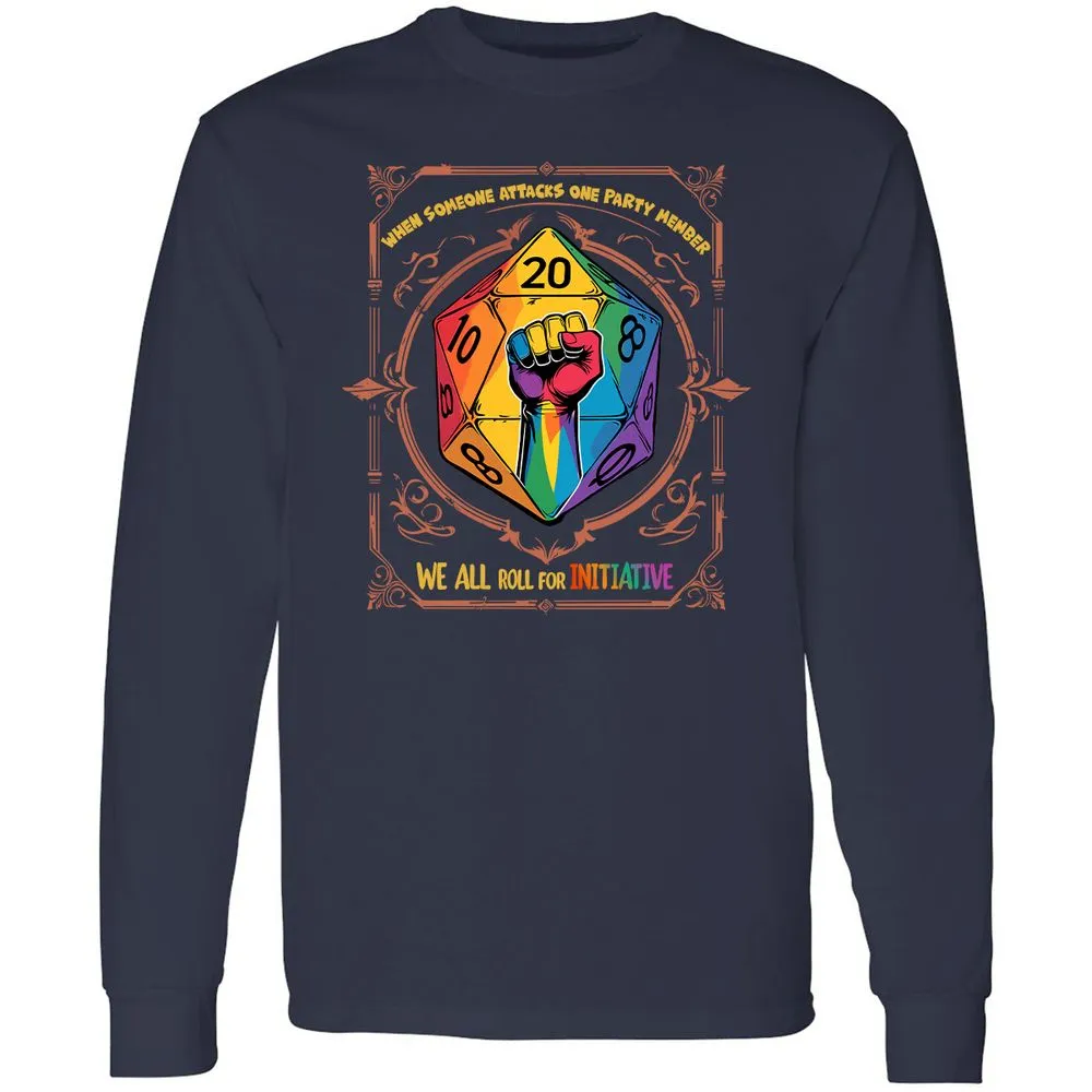 Roll For Initiative Long Sleeve T-Shirt - Navy - 2