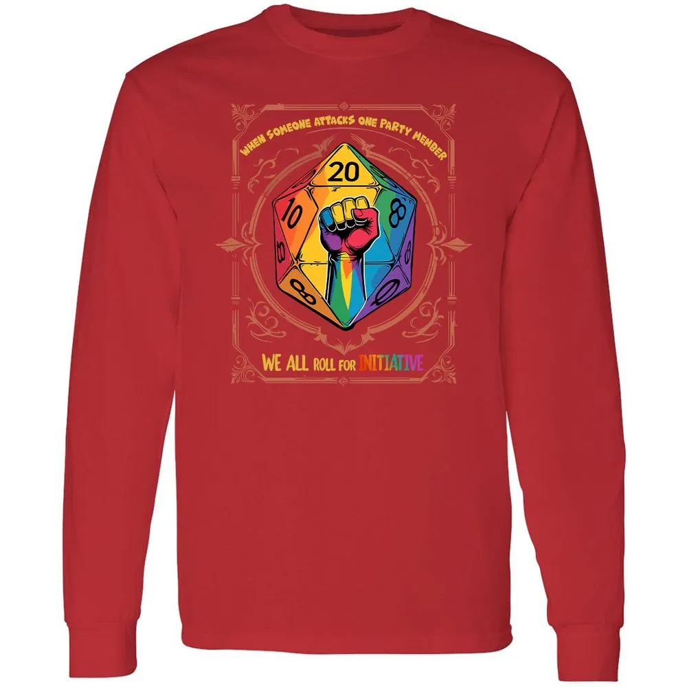 Roll For Initiative Long Sleeve T-Shirt - Red - 14