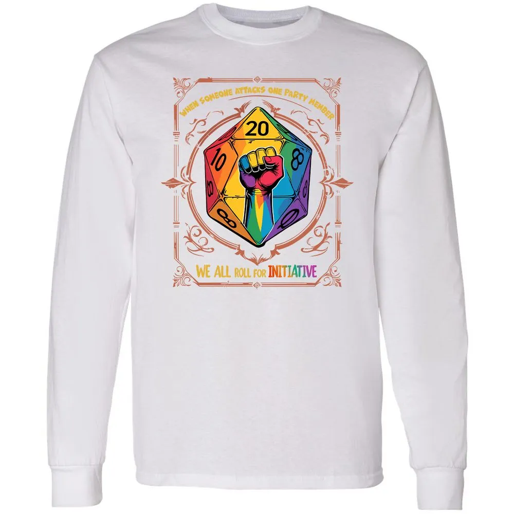 Roll For Initiative Long Sleeve T-Shirt - White - 5